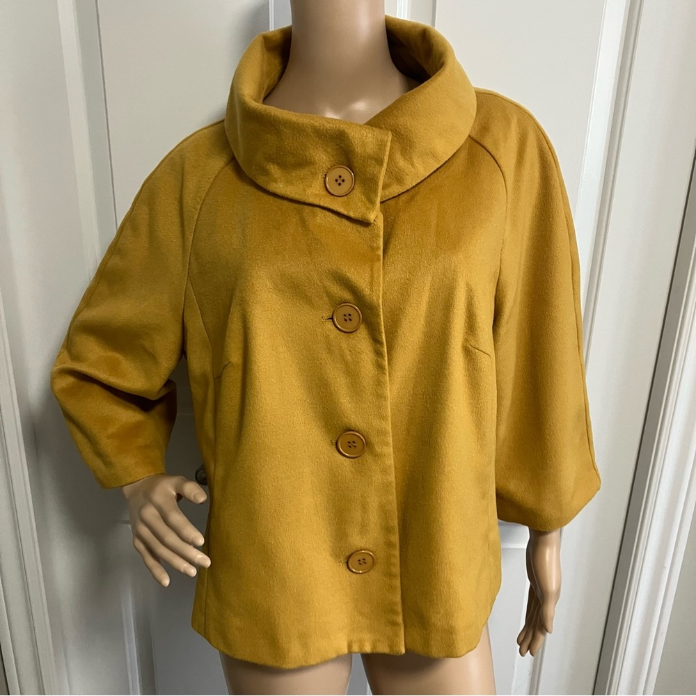 Harve Benard Mustard Coat with Rounded Collar